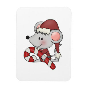 キャンディ・ケーンを持つクリスマスのマウス マグネット