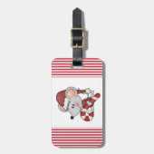 キャンディ・ケーンを持つクリスマスのマウス ラゲッジタグ (正面縦)