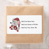 キャンディ・ケーンを持つクリスマスのマウス ラベル (インサイチュ)