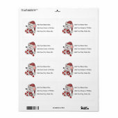 キャンディ・ケーンを持つクリスマスのマウス ラベル (フルシート)