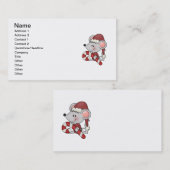 キャンディ・ケーンを持つクリスマスのマウス 名刺 (正面/裏面)