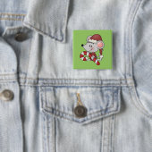 キャンディ・ケーンを持つクリスマスのマウス 缶バッジ (インサイチュ)