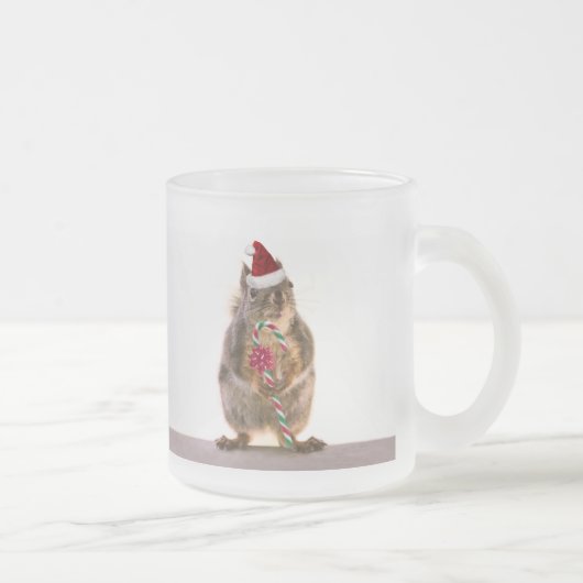 キャンディ・ケーンを持つクリスマスのリス フロストグラスマグカップ (右)