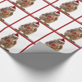 キャンディ・ケーンを持つクリスマスのリス ラッピングペーパー (角)