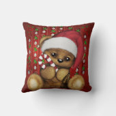 キャンディ・ケーンを持つサンタのテディー・ベア クッション (裏面)