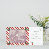 キャンディ・ケーンフレームのクリスマスのフォトカード シーズンカード (スタンド正面)