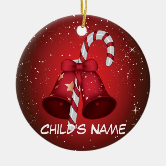 キャンディ・ケーン鐘 セラミックオーナメント (正面)