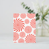 キャンディ スパイラル ペッパーミント スワール デザイン ポストカード (スタンド正面)