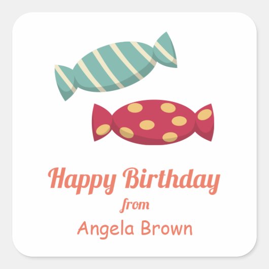 キャンディ/トフィー誕生日グッズ スクエアシール (正面)