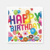 キャンディ&バルーンハッピーバースデー スタンダードカクテルナプキン (正面)