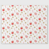 キャンディ&ホットチョコレートクリスマスラッピング紙 ラッピングペーパー (フラット)