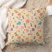 キャンディ、棒つきキャンデー、ベージュバとシームレスなパターン クッション (ブランケット)