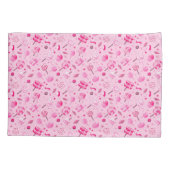 キャンディ、棒つきキャンデー、青いバックとシームレスなパターン 枕カバー (裏面)