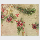 キャンディ、葉オーナメントクリスマス ラッピングペーパー (フラット)