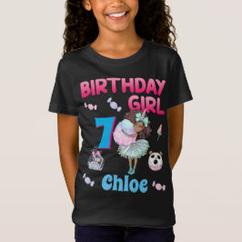 キャンデカラフルィ誕生日アフロアメリカガールスイート Tシャツ