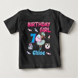 キャンデカラフルィ誕生日アフロアメリカガールスイート Tシャツ