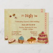 キャンデーおよび甘い御馳走パーティーの招待 招待状 (正面/裏面)