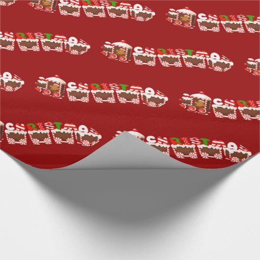 キャンデーのクリスマスの列車の包装紙 ラッピングペーパー (角)