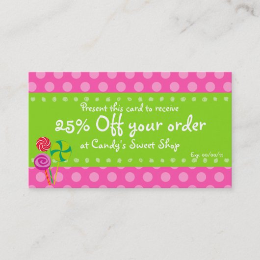 キャンデーのクーポンカード 割引カード (正面)