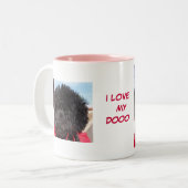 キャンデーのショウガのスナップ、私はMYDOOOを愛します ツートーンマグカップ (正面左)