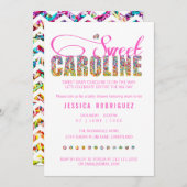 キャンデーのテーマの甘いキャロラインのベビーシャワーの招待状 招待状 (正面/裏面)