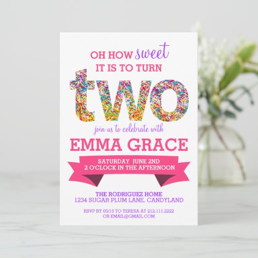 キャンデーのテーマの第2誕生会は招待を振りかけます 招待状 (スタンド正面)