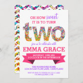 キャンデーのテーマの第2誕生会は招待を振りかけます 招待状 (正面/裏面)