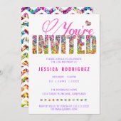 キャンデーのテーマは誕生日のパーティの招待状を振りかけます 招待状 (正面/裏面)