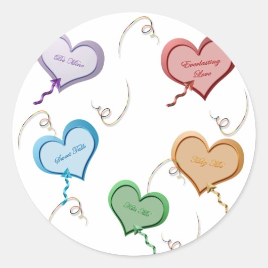 キャンデーのハートのバレンタインのステッカー ラウンドシール (正面)