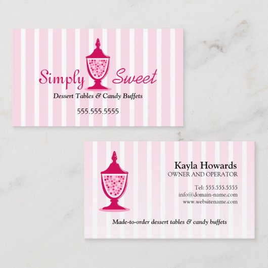 キャンデーのビュッフェおよびデザートのテーブル 名刺 (正面/裏面)