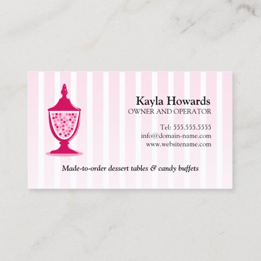 キャンデーのビュッフェおよびデザートのテーブル 名刺 (裏面)