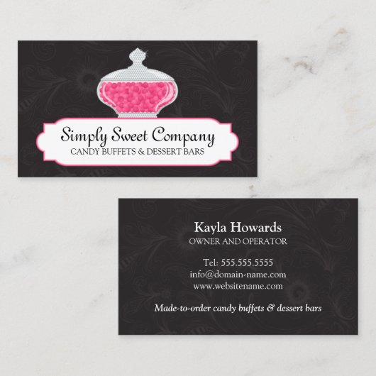 キャンデーのビュッフェおよびデザートのテーブル 名刺 (正面/裏面)