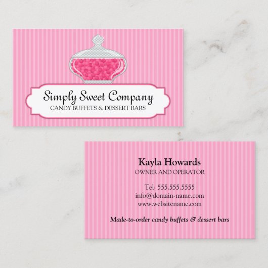キャンデーのビュッフェおよびデザートのバー 名刺 (正面/裏面)