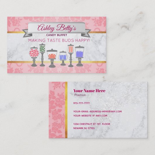 キャンデーのビュッフェのスローガンの名刺 名刺 (正面/裏面)