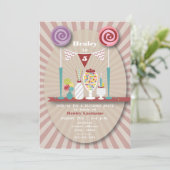 キャンデーのビュッフェの誕生日のパーティの招待状 招待状 (スタンド正面)