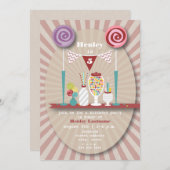 キャンデーのビュッフェの誕生日のパーティの招待状 招待状 (正面/裏面)