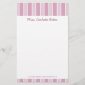 キャンデーのピンクのストライプの個人的な文房具 便箋 (正面)