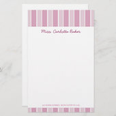 キャンデーのピンクのストライプの個人的な文房具 便箋 (正面/裏面)