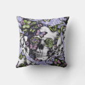 キャンデーの上塗を施してあるガーリーなばら色のスカルの枕 クッション (裏面)