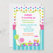 キャンデーの土地の甘い専門店の誕生日の招待状 招待状 (正面)