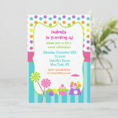 キャンデーの土地の甘い専門店の誕生日の招待状 招待状 (スタンド正面)