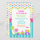 キャンデーの土地の甘い専門店の誕生日の招待状 招待状 (正面/裏面)