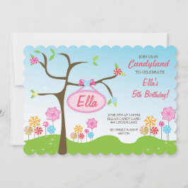 キャンデーの土地の甘い店のバースデーパーティ招待状 招待状