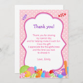 キャンデーの女の子の誕生会のサンキューカード サンキューカード (正面/裏面)