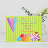 キャンデーの子供の誕生日の招待状のカラフルな多く 招待状 (スタンド正面)