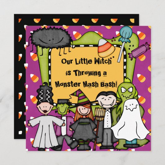 キャンデーの時代遅れのハローウィンパーティの招待状 招待状 (正面/裏面)