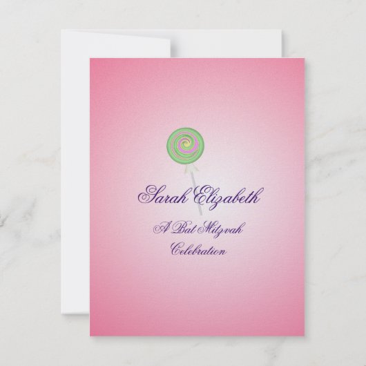 キャンデーの菓子バルミツワー 招待状 (裏面)