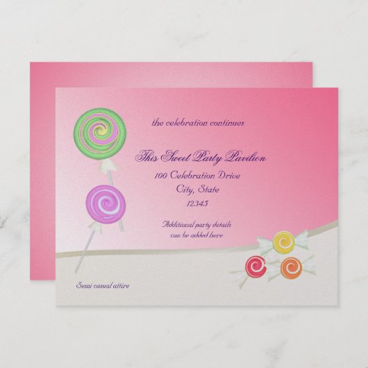 キャンデーの菓子バルミツワー 招待状 (正面/裏面)