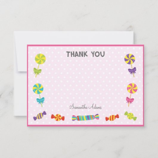 キャンデーの誕生日のサンキューカード(ピンク) サンキューカード (正面)