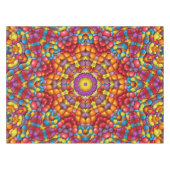 キャンデーの赤い黄橙色のヴィンテージの万華鏡のように千変万化するパターン テーブルクロス (正面(横))